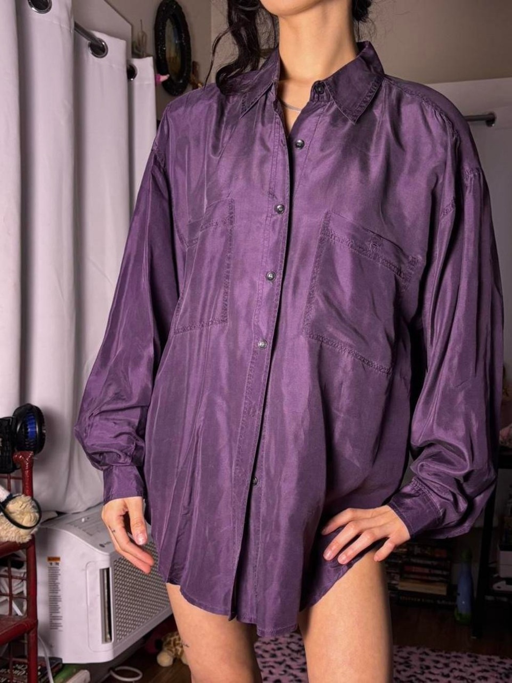 Vintage Purple 100% Silk Button Up by Sophisticates/ Jonathan Martin - Picture 2 of 3